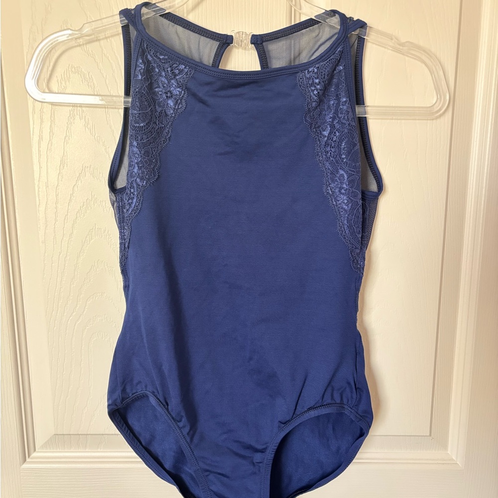 Suffolk Navy Blue Lace Detail Leotard